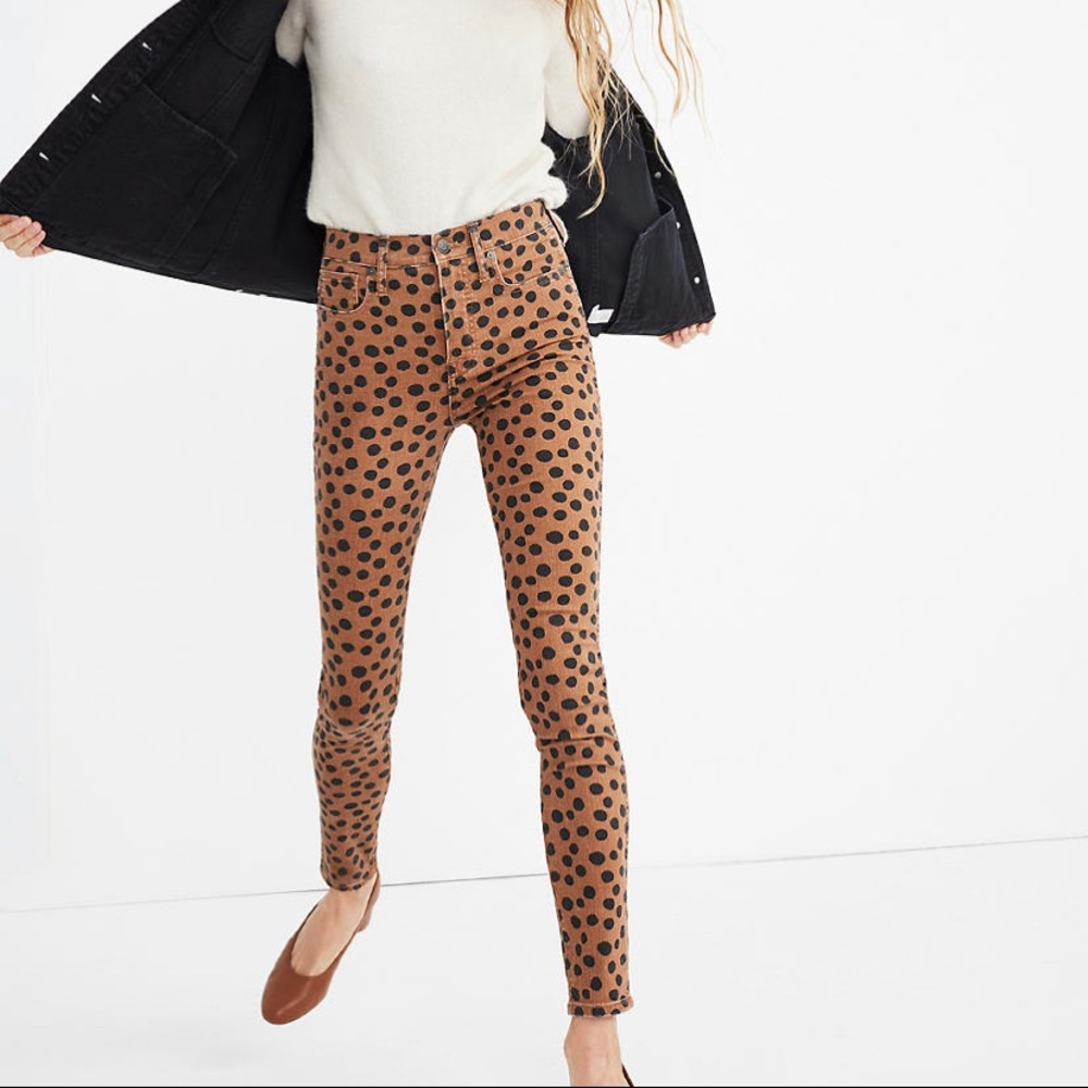 Madewell 10" High-Rise Skinny Jeans in Leopard Dot
